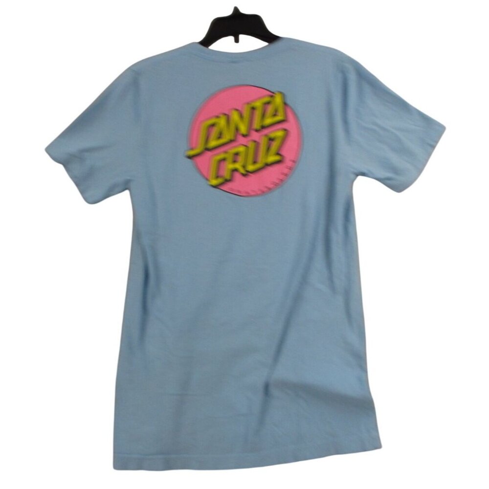 Santa Cruz Blue‎ Short Sleeve T-Shirt With Pink Logo Graphic Front & Back Size S